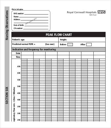 printable peak flow meter chart