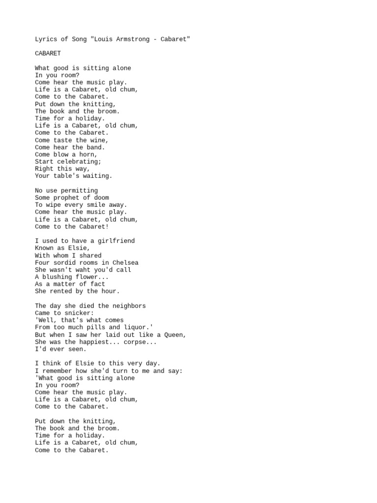 cabaret lyrics