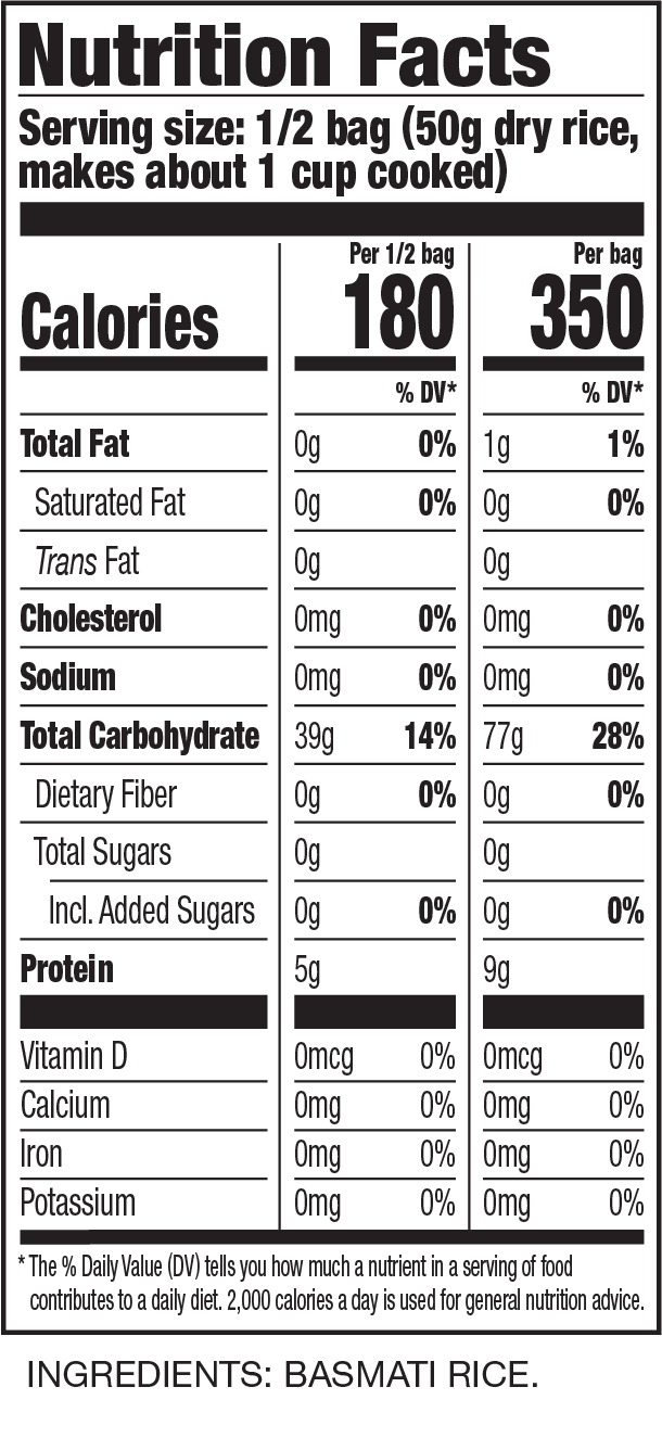 calories for basmati rice