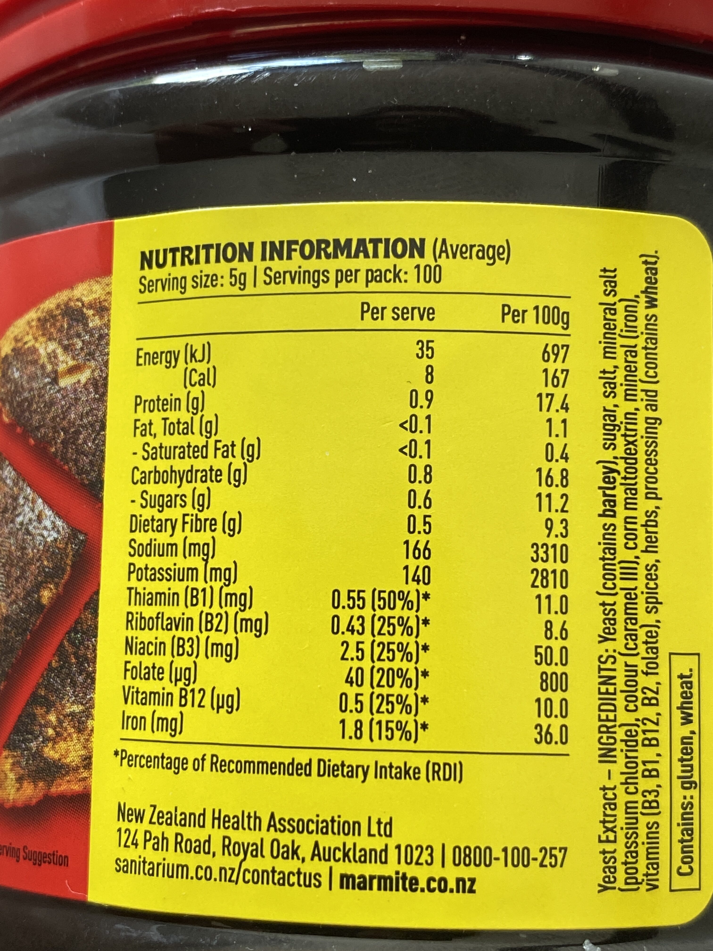 calories marmite