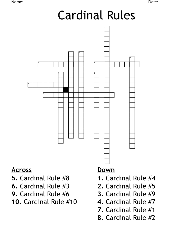 cardinal number crossword clue 6 letters