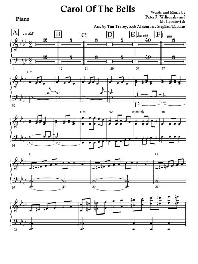 carol of the bells partitura piano