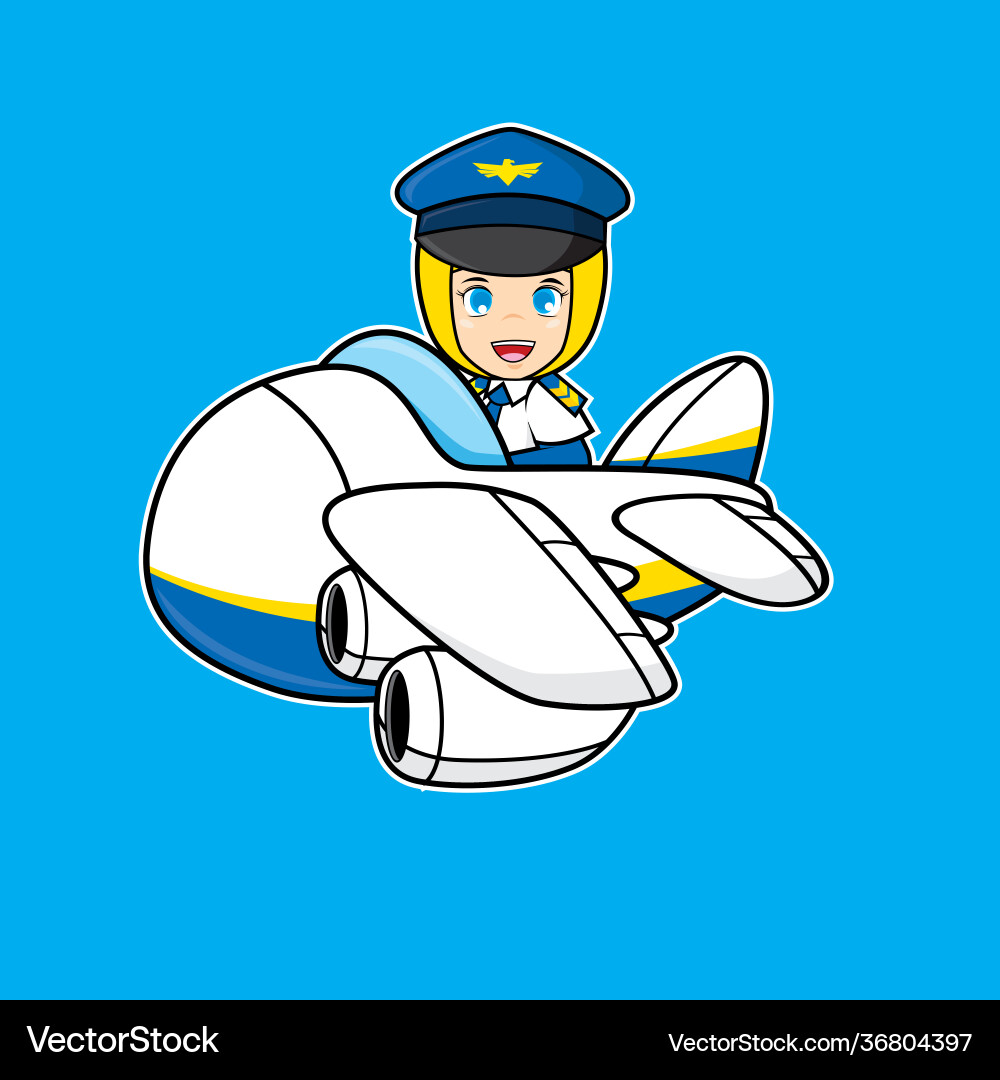 cartoon female pilot