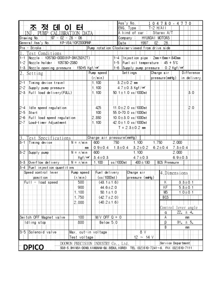 bosch fuel injection pump calibration chart pdf