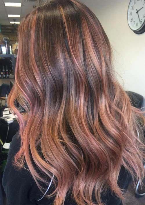 brunette rose gold hair