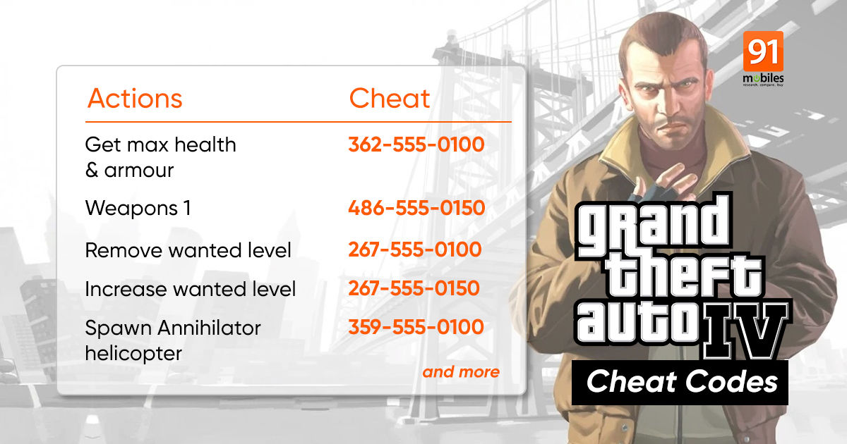 cheats for grand theft auto iv