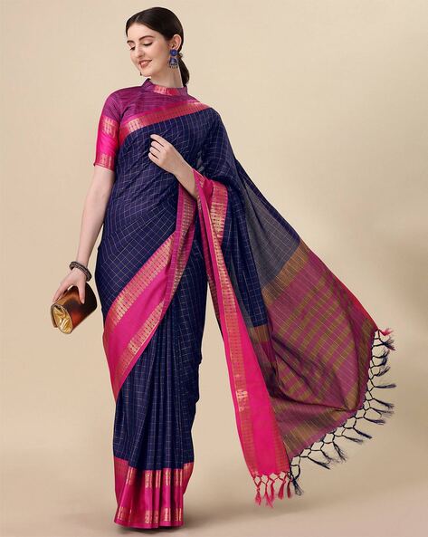 checked sarees online