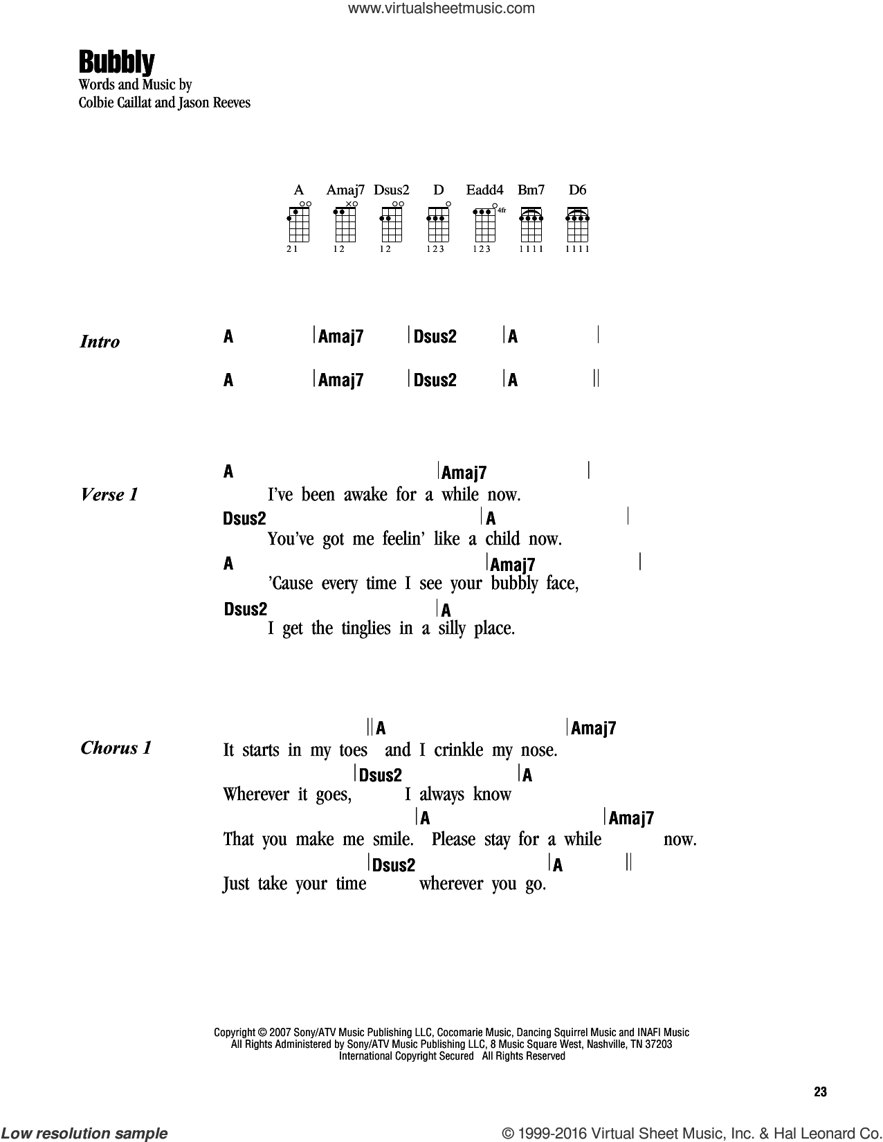 chords for bubbly