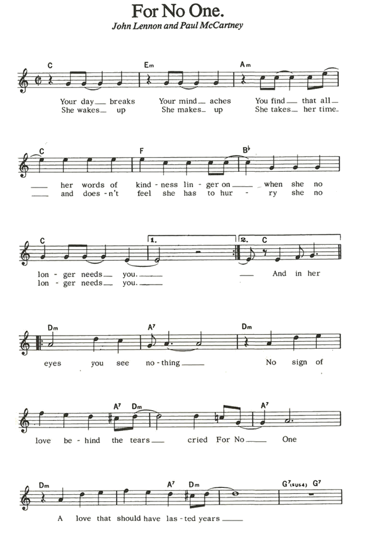 chords for no one beatles