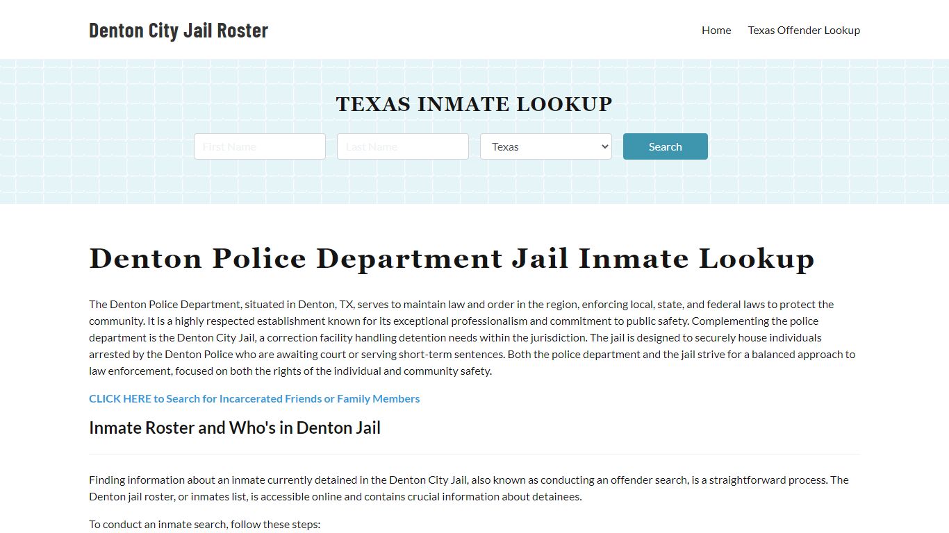 city of denton jail inmate report