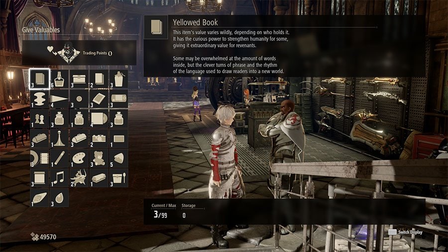 code vein exchange items