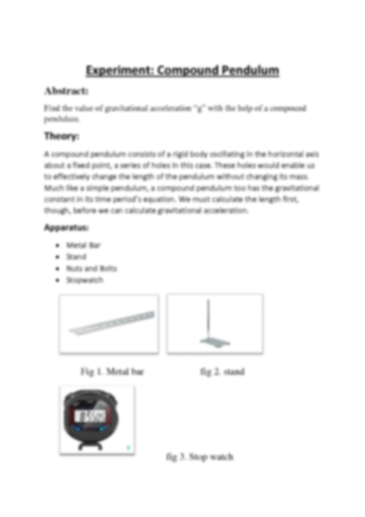 compound pendulum experiment lab report