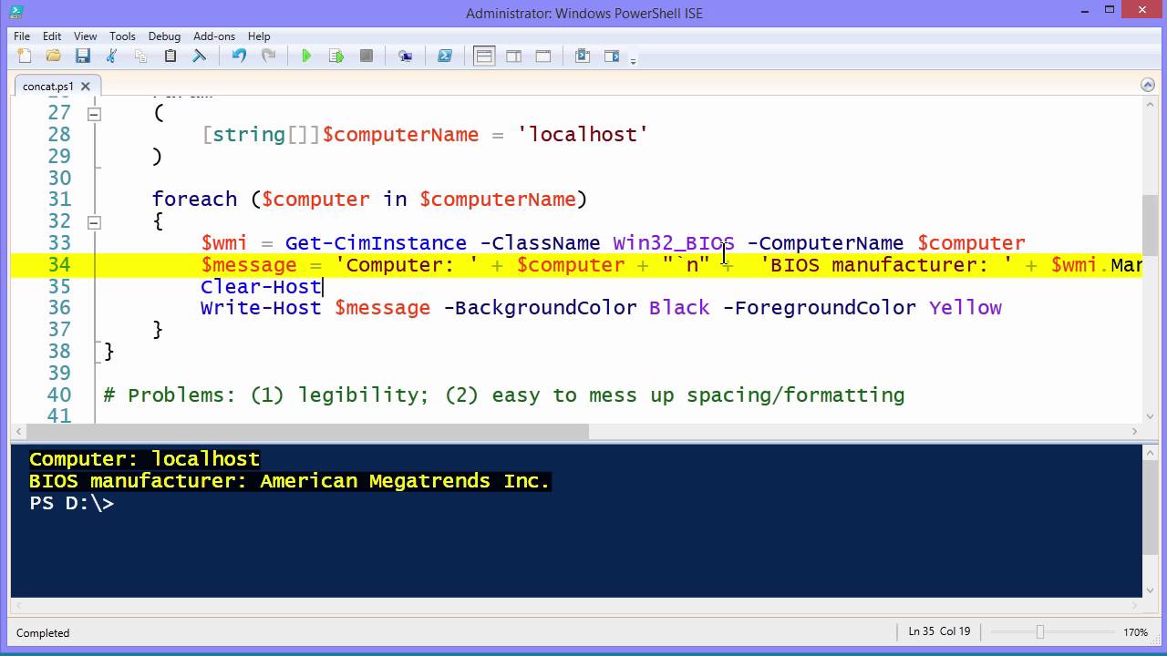 concatenate string in powershell