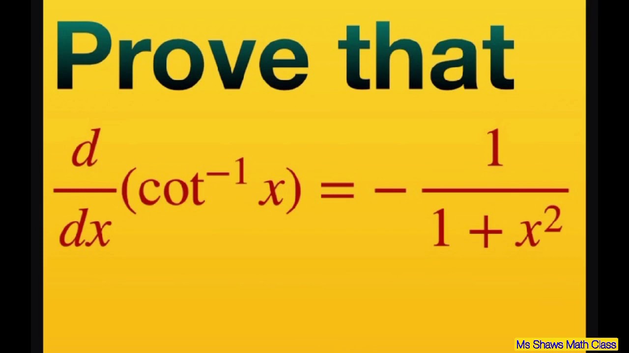 cot inverse x derivative