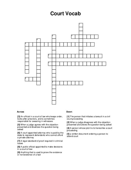 court official crossword