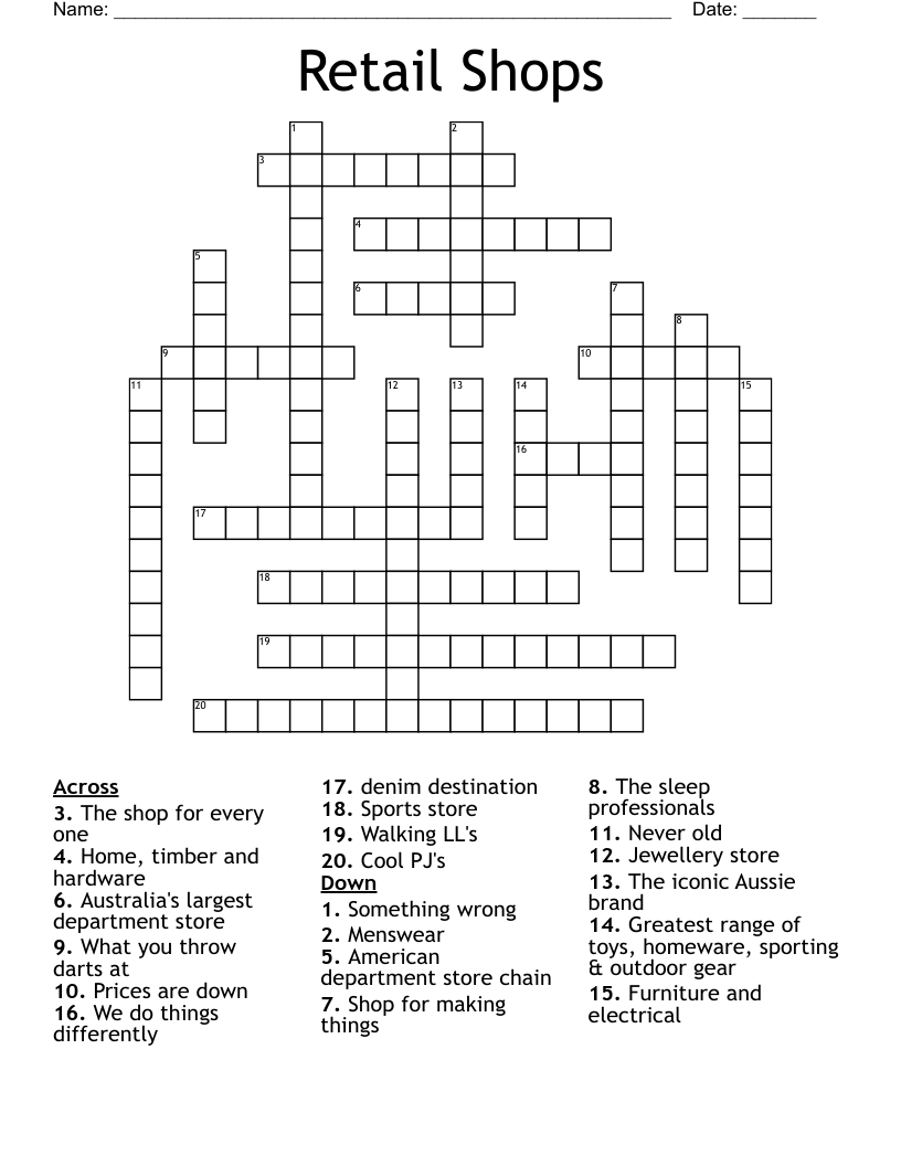 crossword clue retail