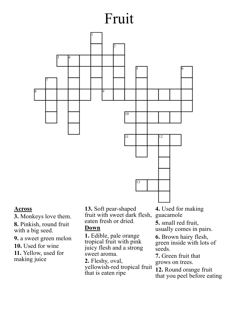 crossword clue tropical fruit