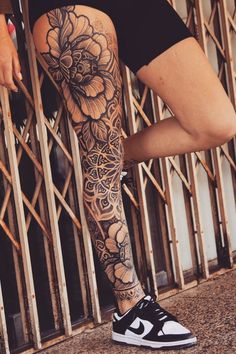 womens leg sleeve tattoo