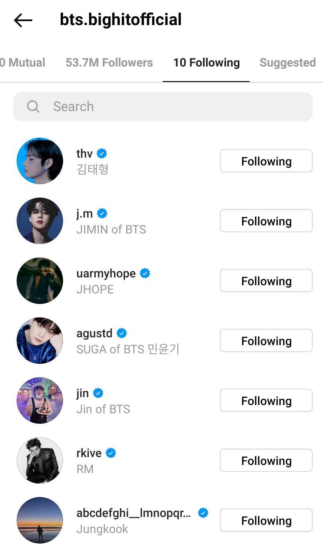 bts individual instagram accounts