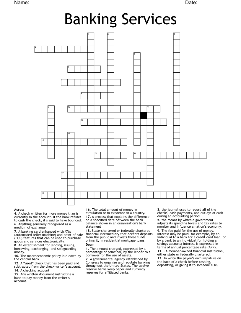 bank employee crossword clue