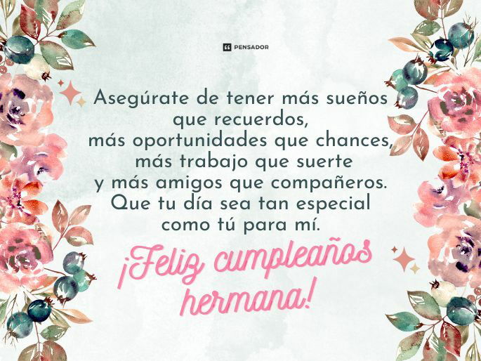 feliz cumpleaños hermana frases