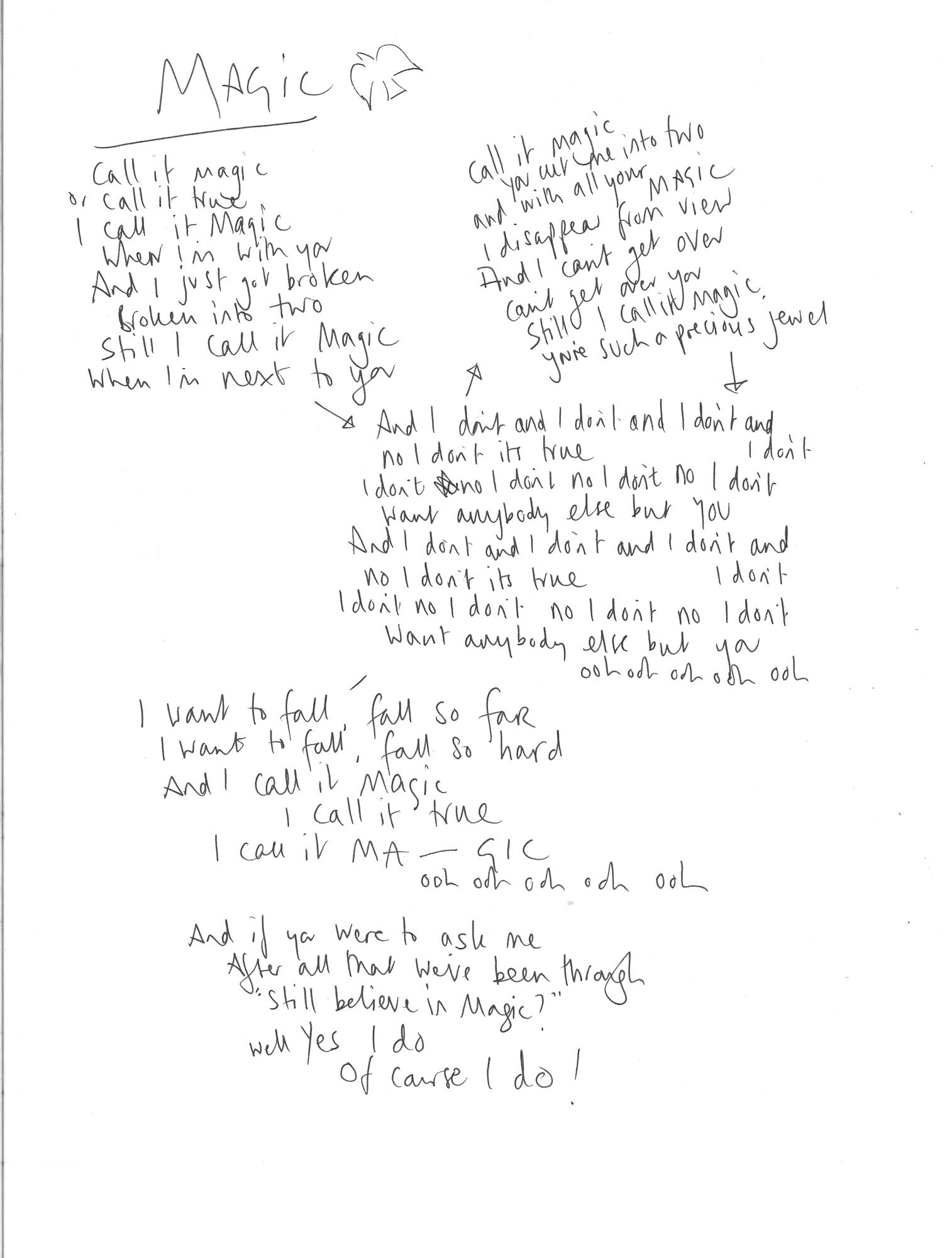 coldplay call it magic lyrics