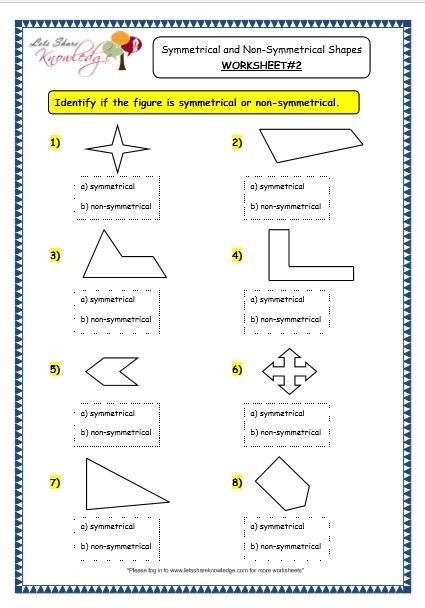 non symmetrical shapes worksheet