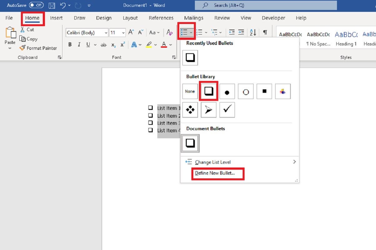 how to add a checkbox in word