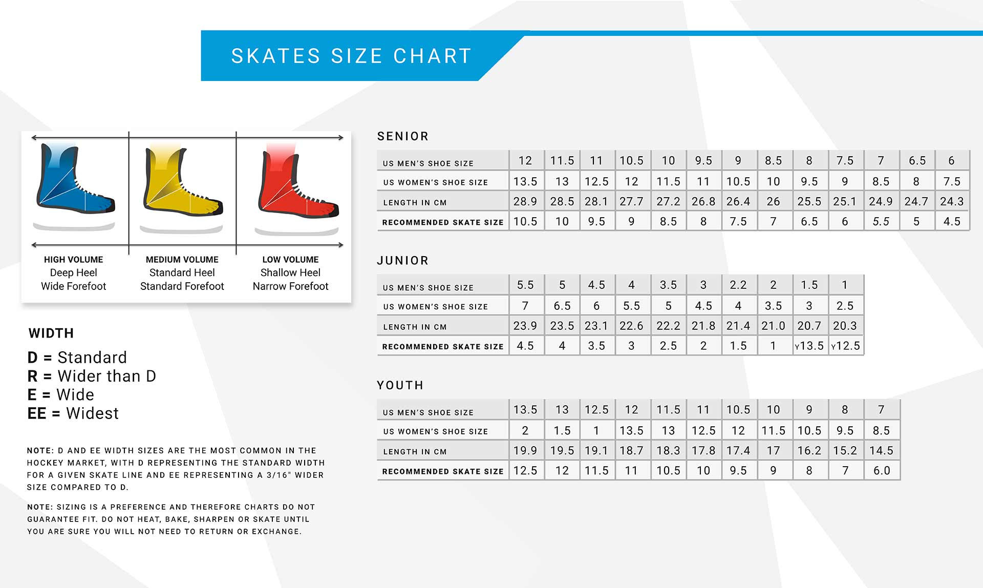 bauer hockey skate sizing