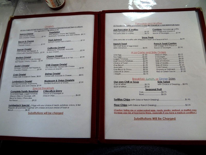 lumberjack cafe menu