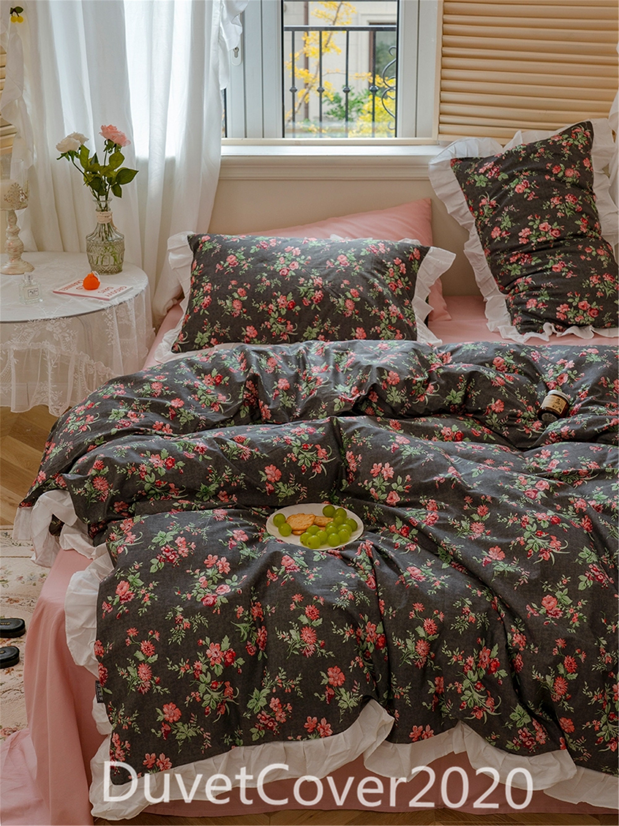 dark floral bedspread