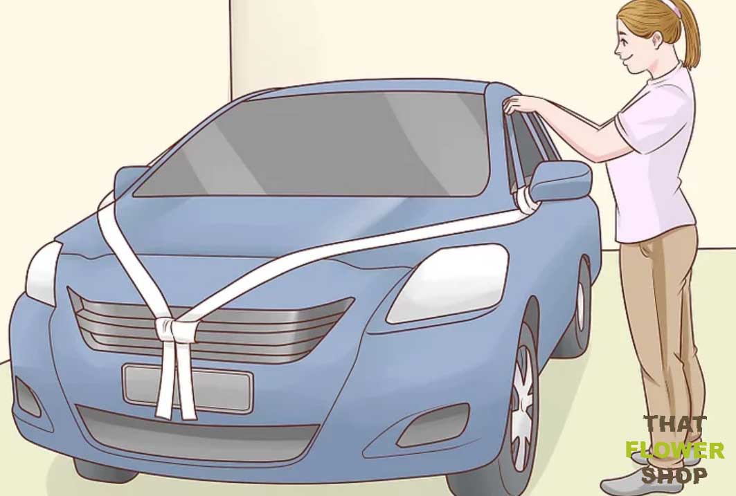 how to tie ribbon on a wedding car