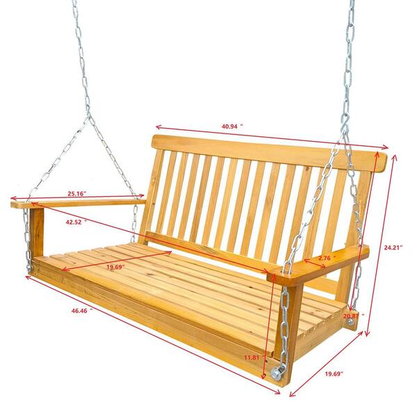 wooden swing bench