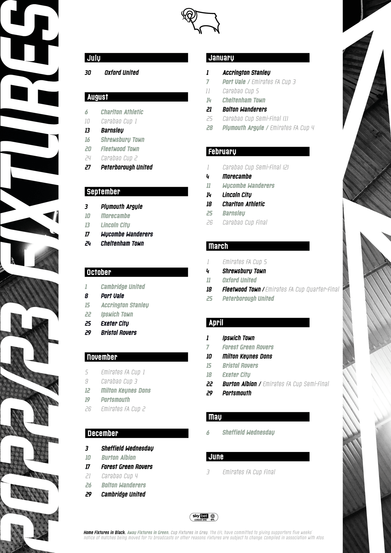 derby county football fixtures