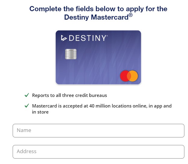 destiny mastercard application status