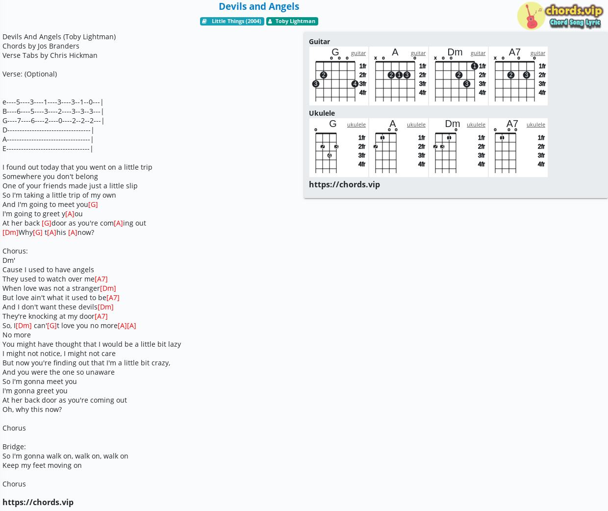 devils and angels chords