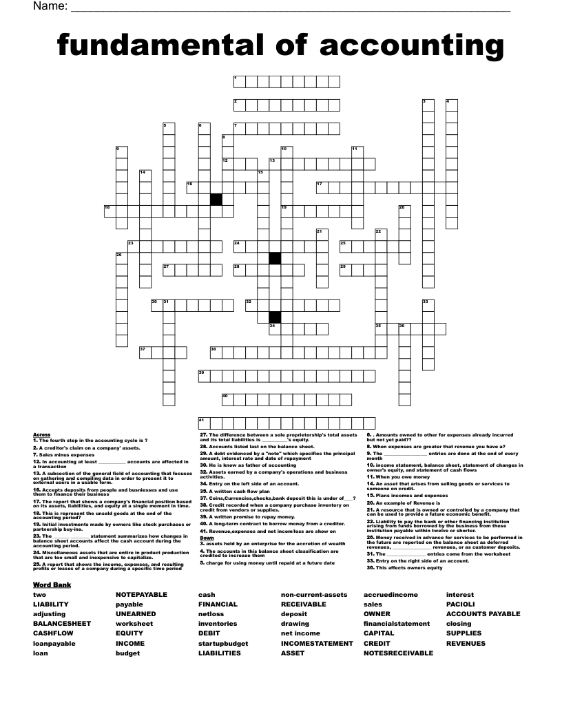 accountancy crossword clue