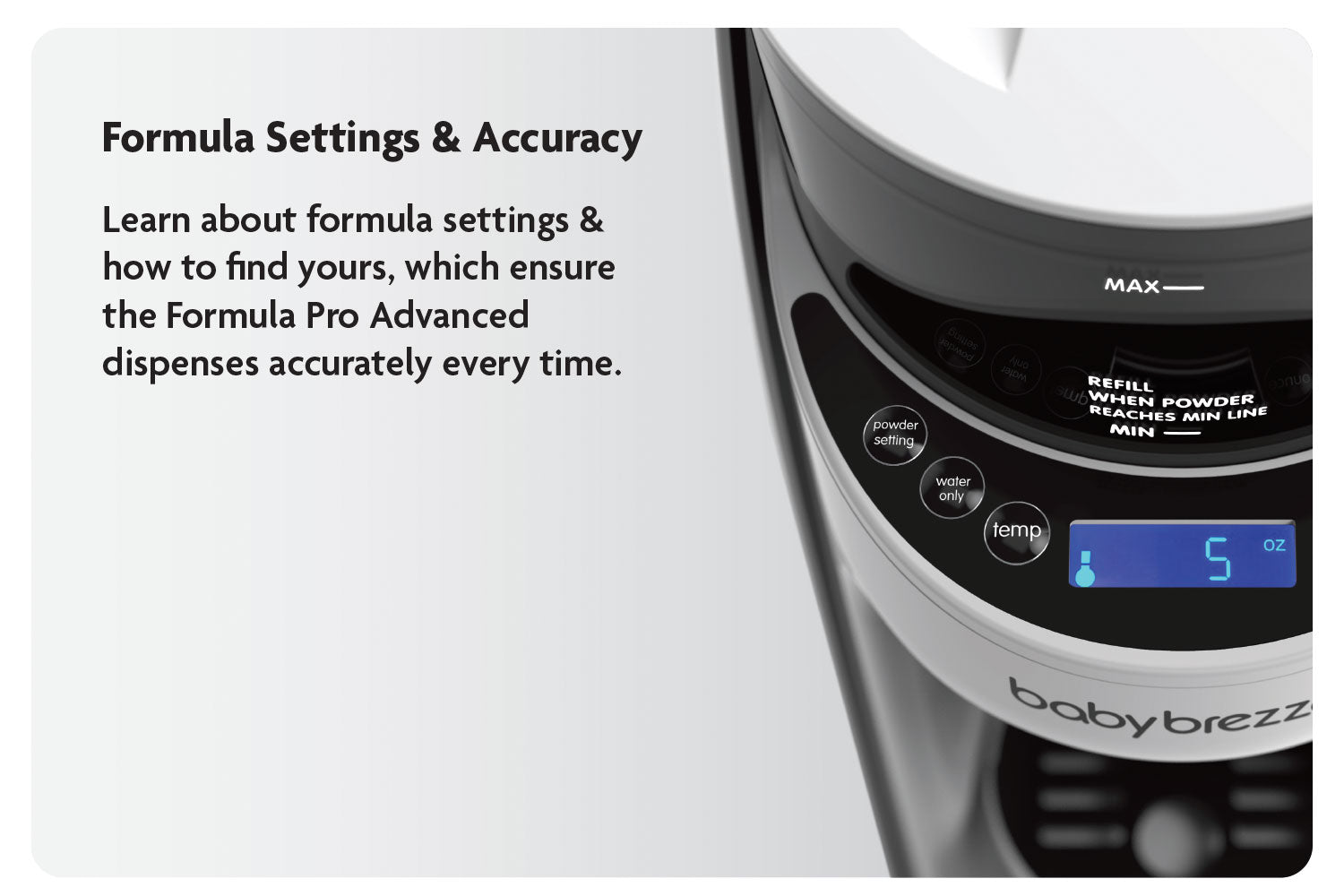 baby brezza formula setting