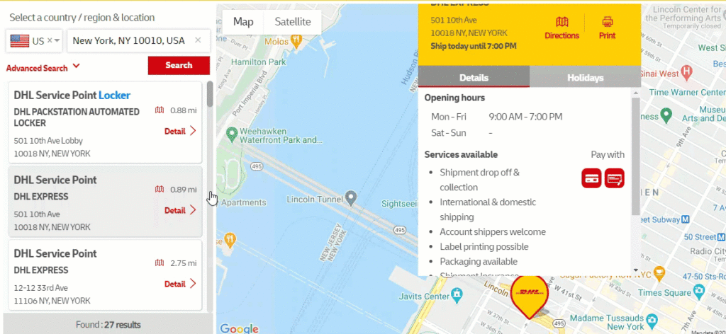 dhl drop off locations