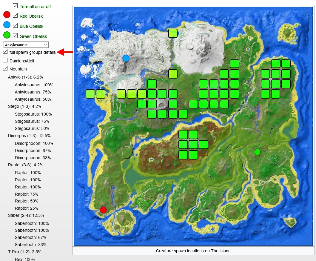 dino spawn ark