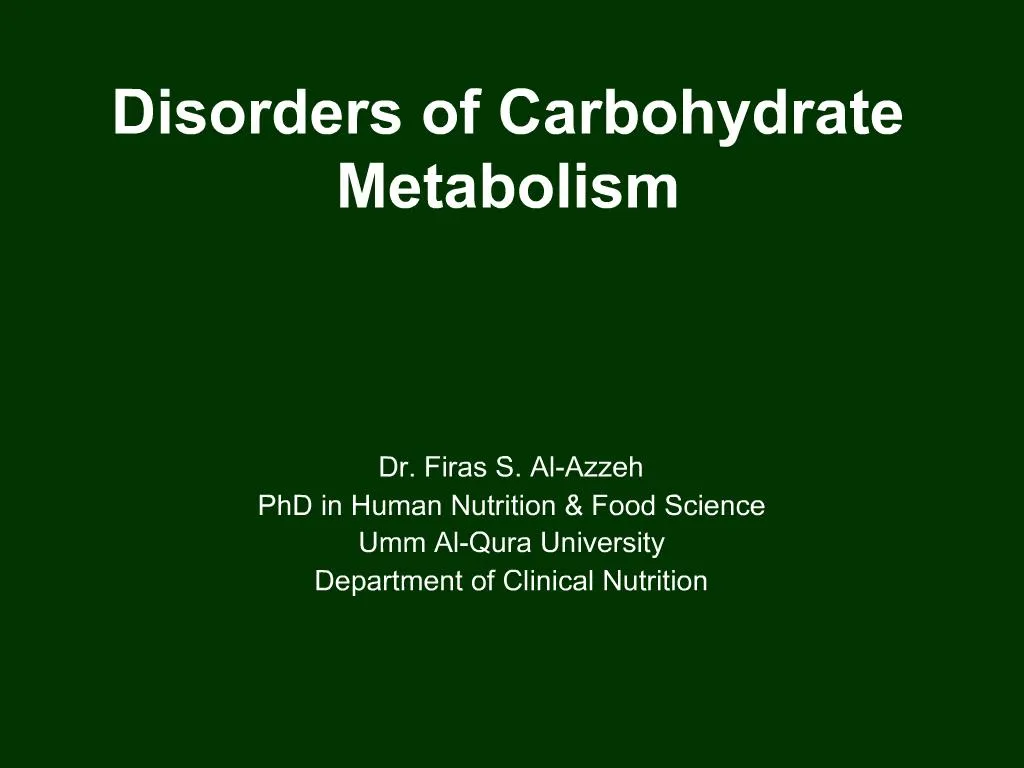 disorders of carbohydrate metabolism ppt