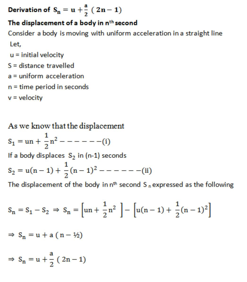 distance travelled in nth second formula