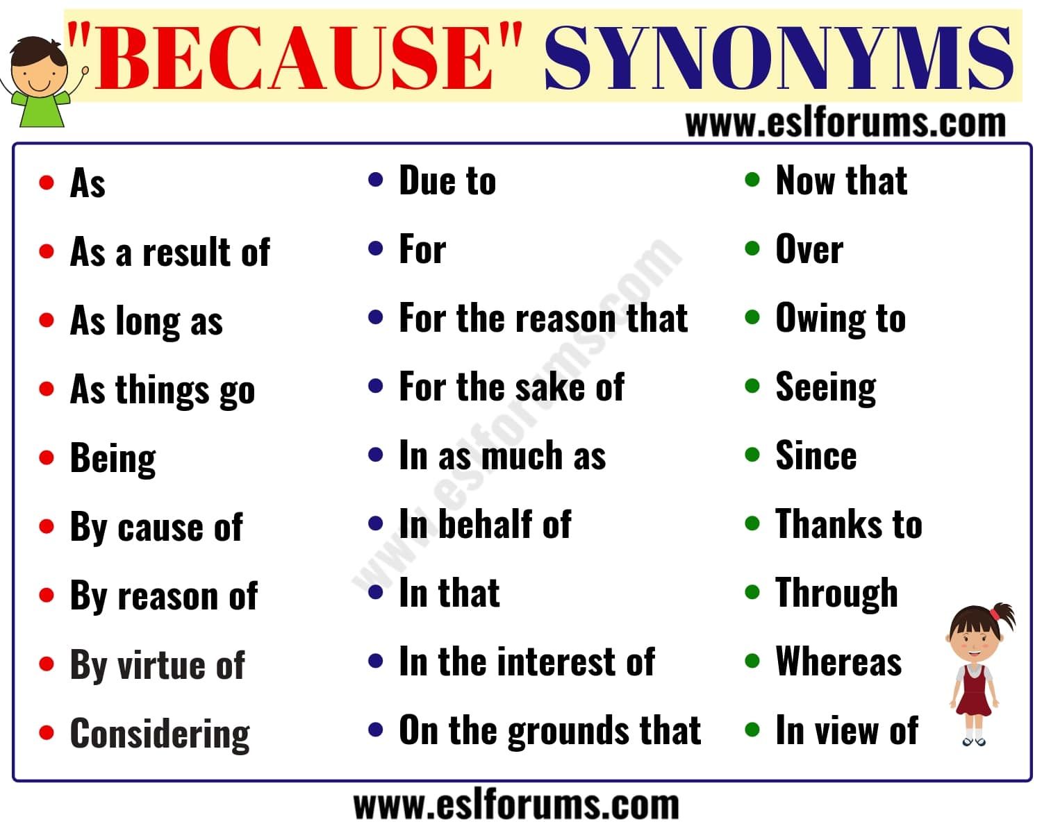 due to synonyms in english
