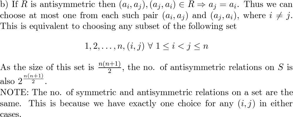 number of relations on a set with n elements