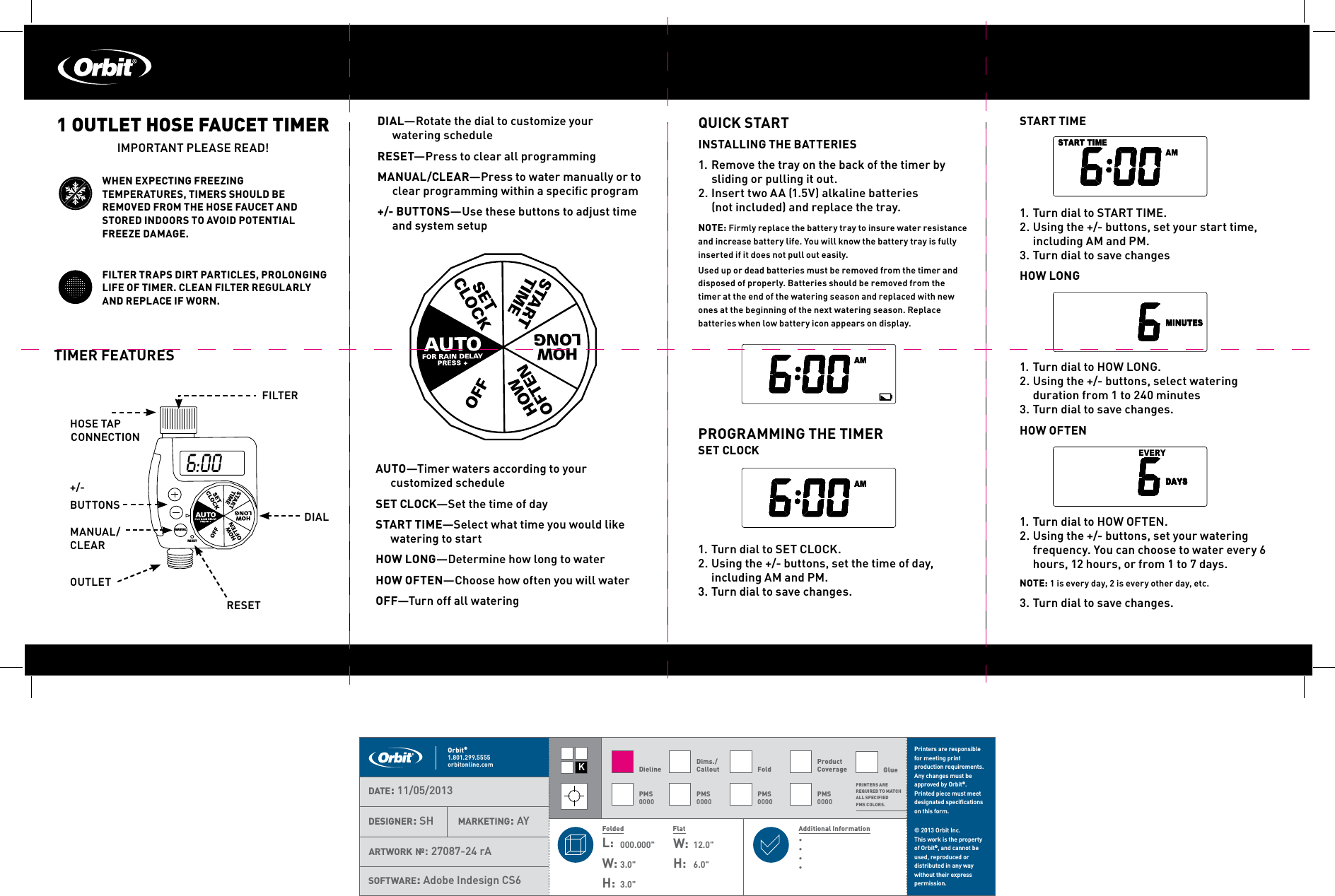 orbit 4 outlet water timer manual