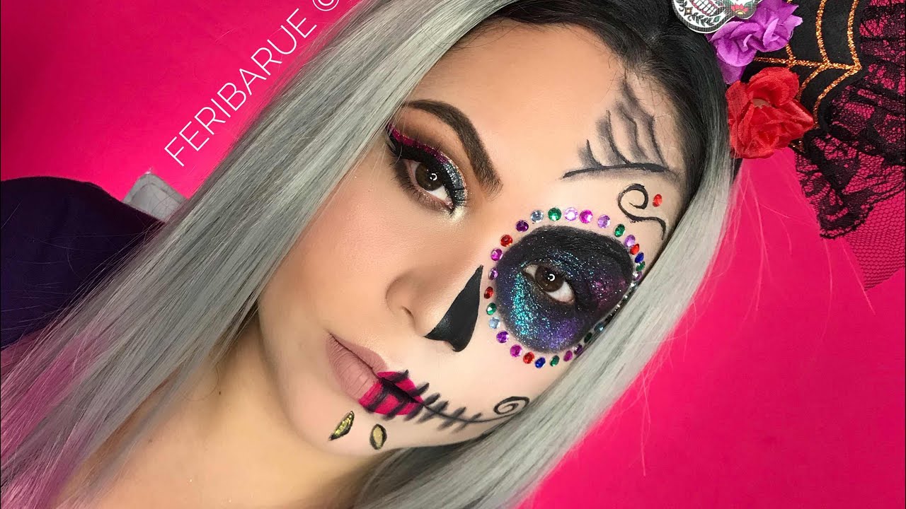 maquillaje de catrinas media cara