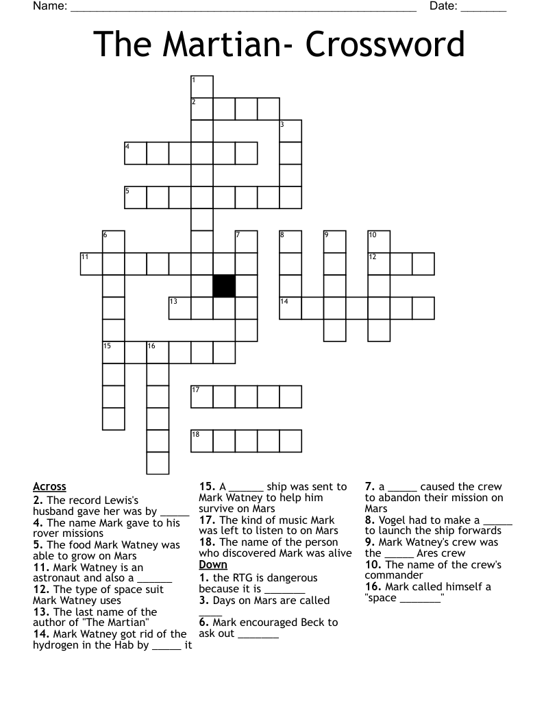 the martian actress crossword clue