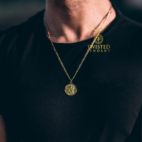 mens gold saint christopher necklace