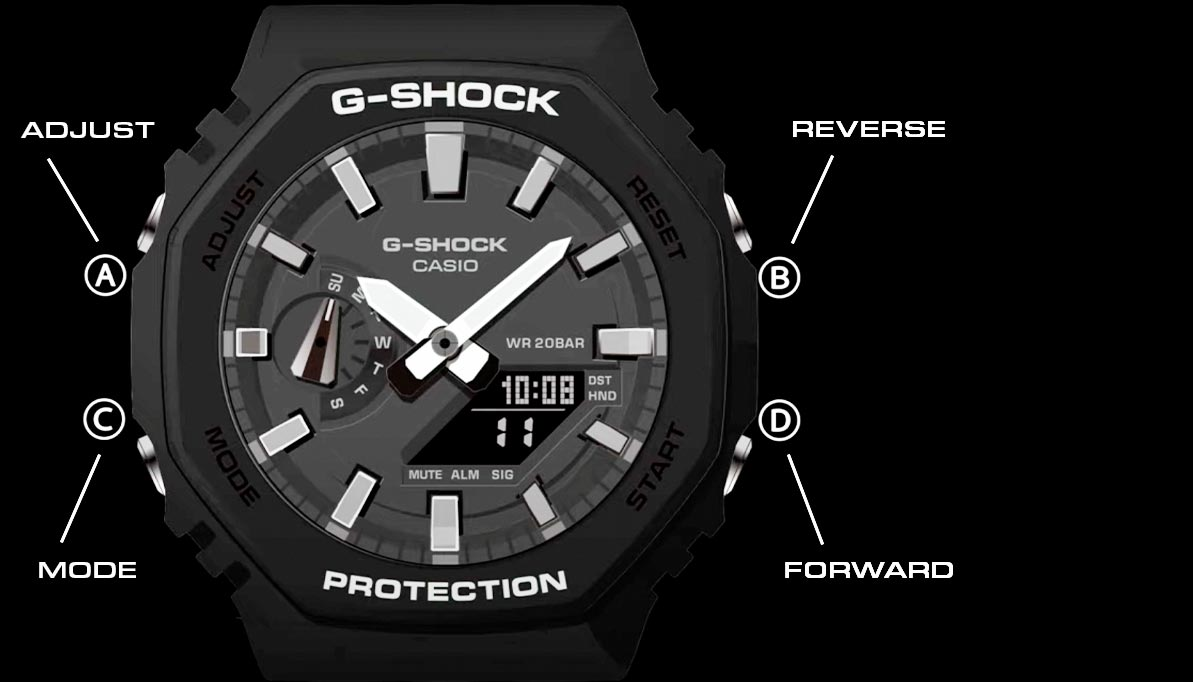 how to set the time on a gshock