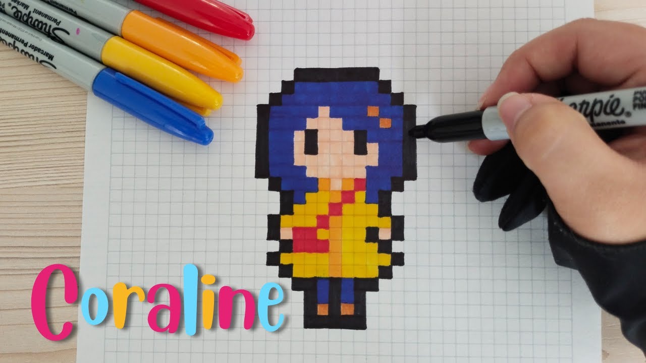 pixel art coraline